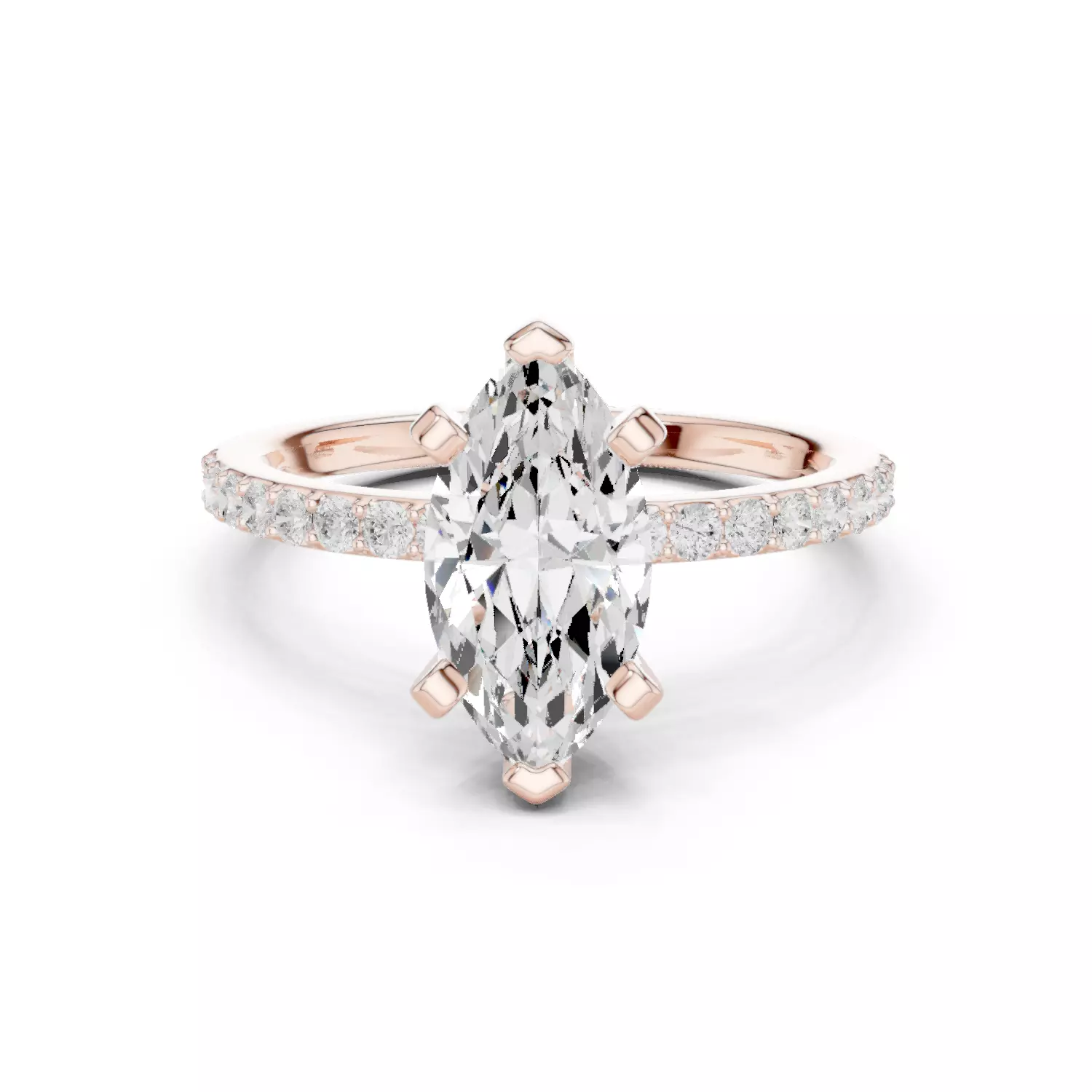 12x6mm Marquise Cut Diamond Engagement Ring 3DM STL Video 3D print model_12