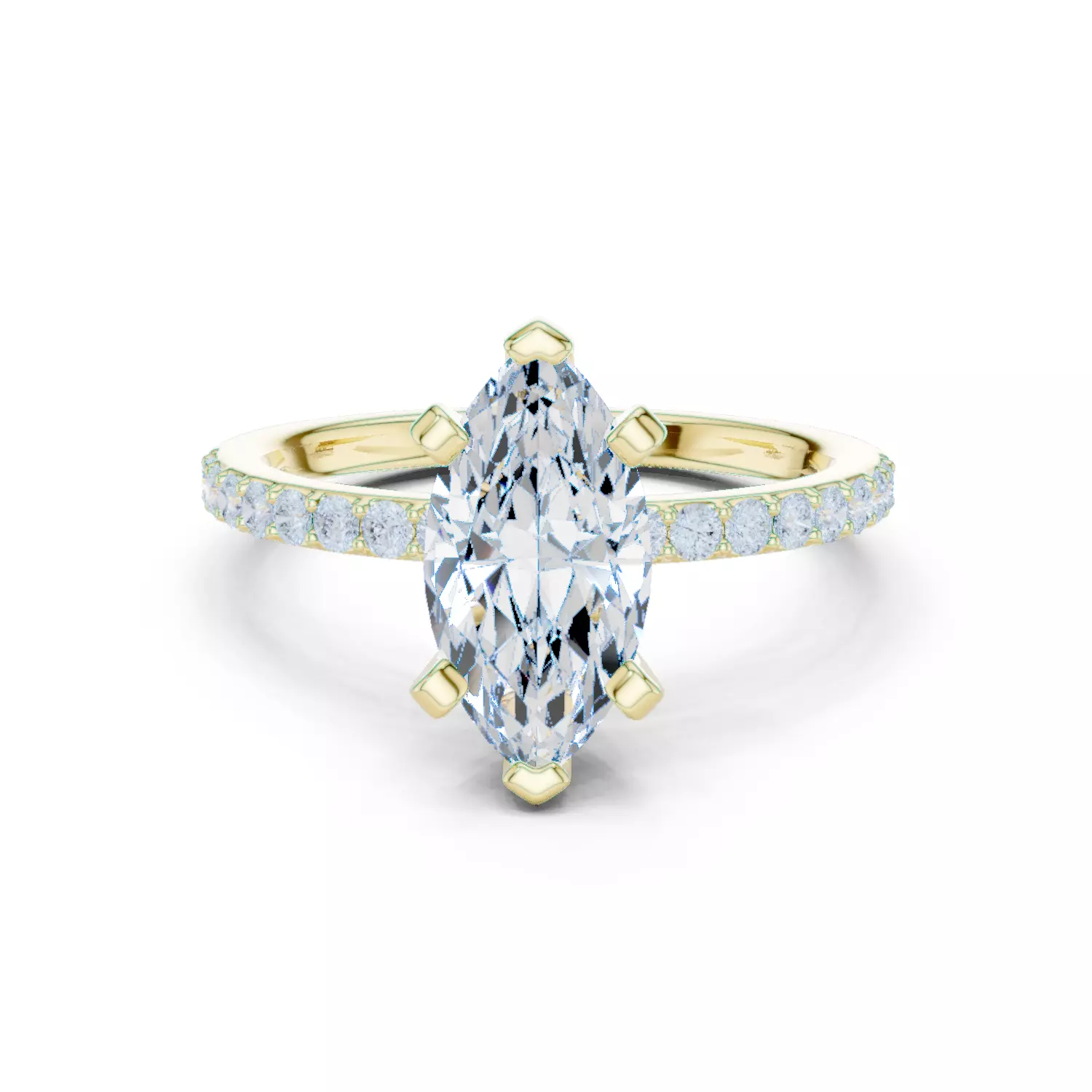 12x6mm Marquise Cut Diamond Engagement Ring 3DM STL Video 3D print model_13