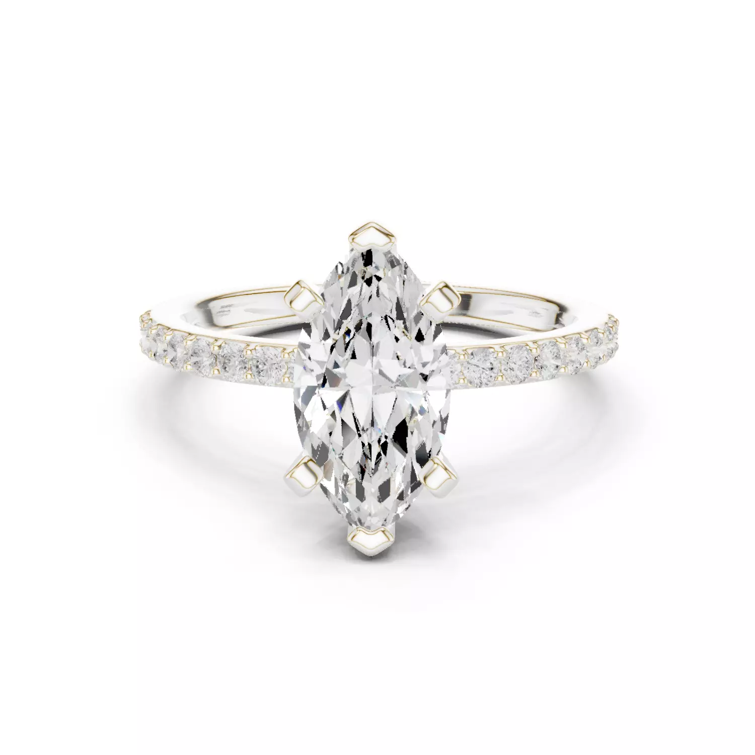 12x6mm Marquise Cut Diamond Engagement Ring 3DM STL Video 3D print model_14