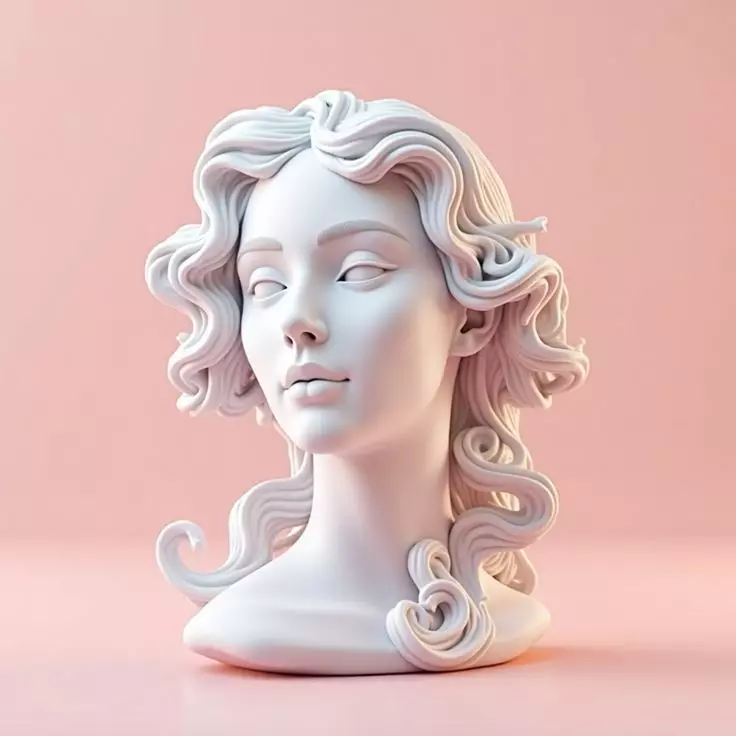 Eternal Serenity Classical Marble Bust Woman Low-poly 3D model_0