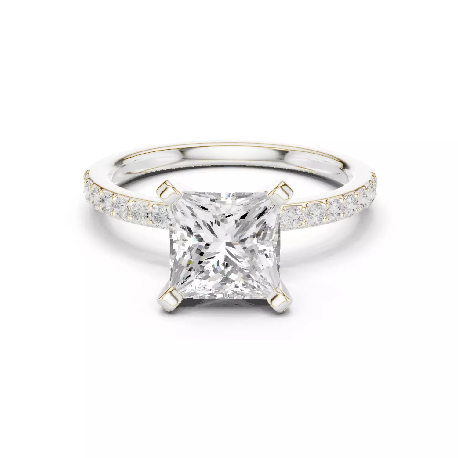 2CT Princess Cut Diamond Engagement Ring 3DM STL Video 3D print model_14