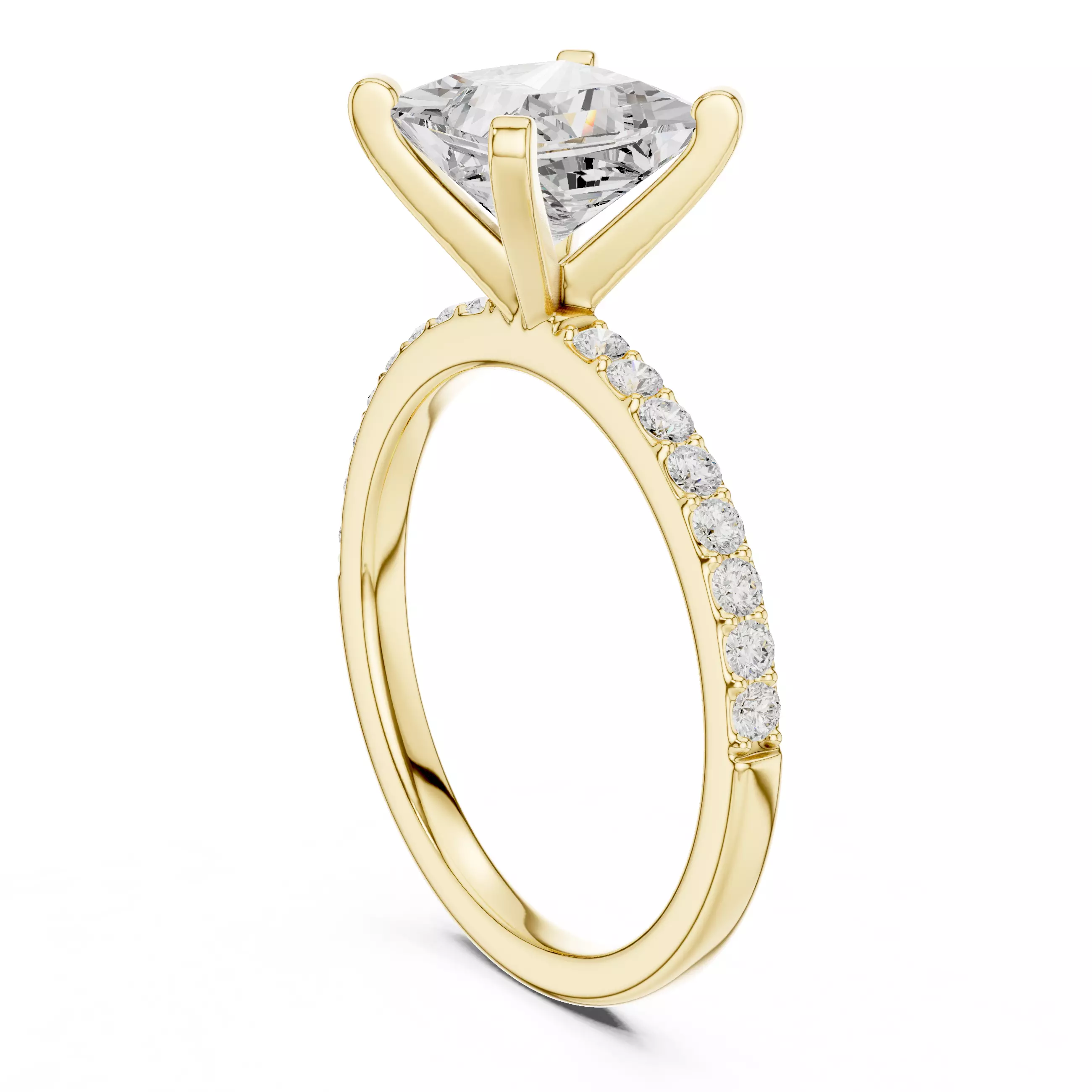 2CT Princess Cut Diamond Engagement Ring 3DM STL Video 3D print model_6