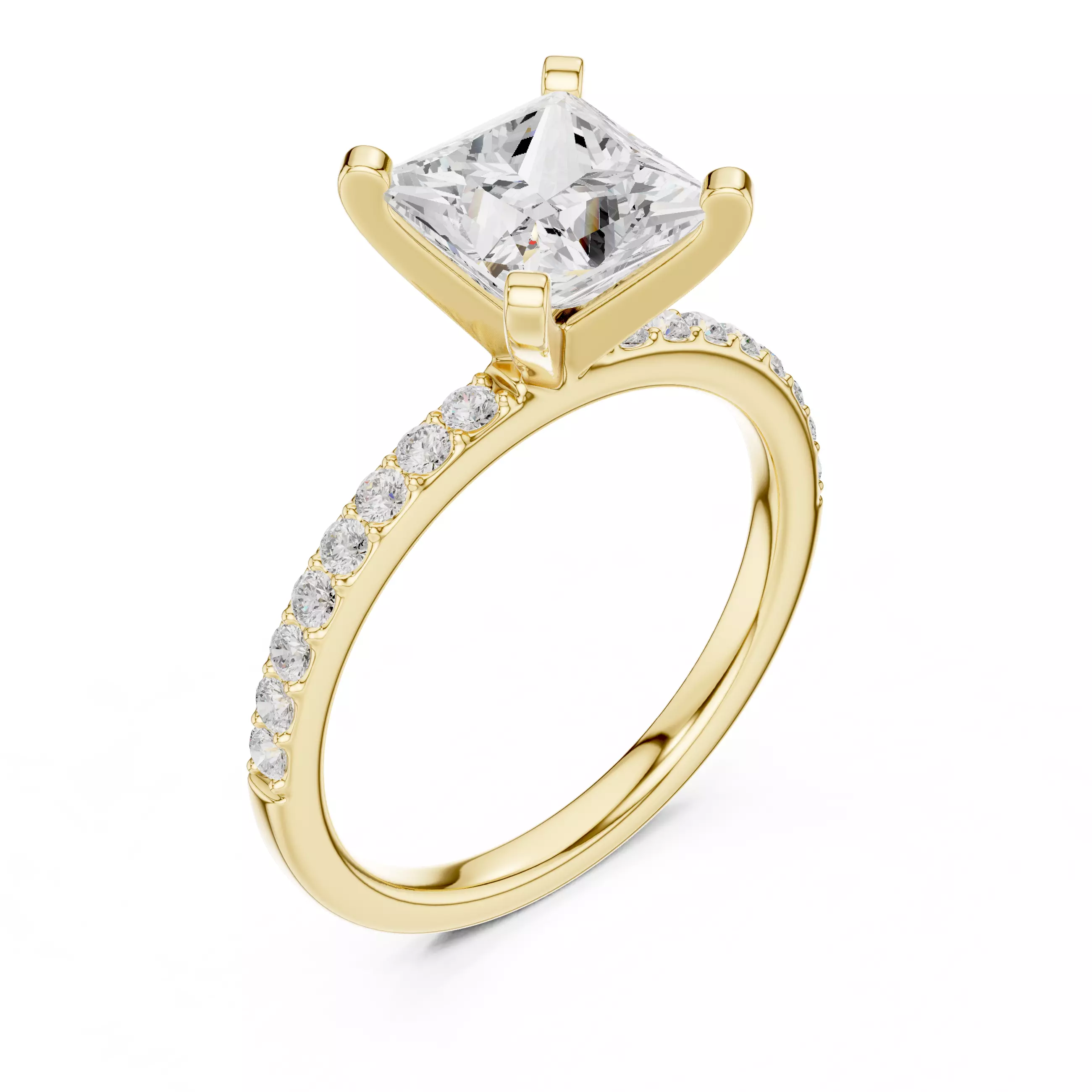 2CT Princess Cut Diamond Engagement Ring 3DM STL Video 3D print model_7