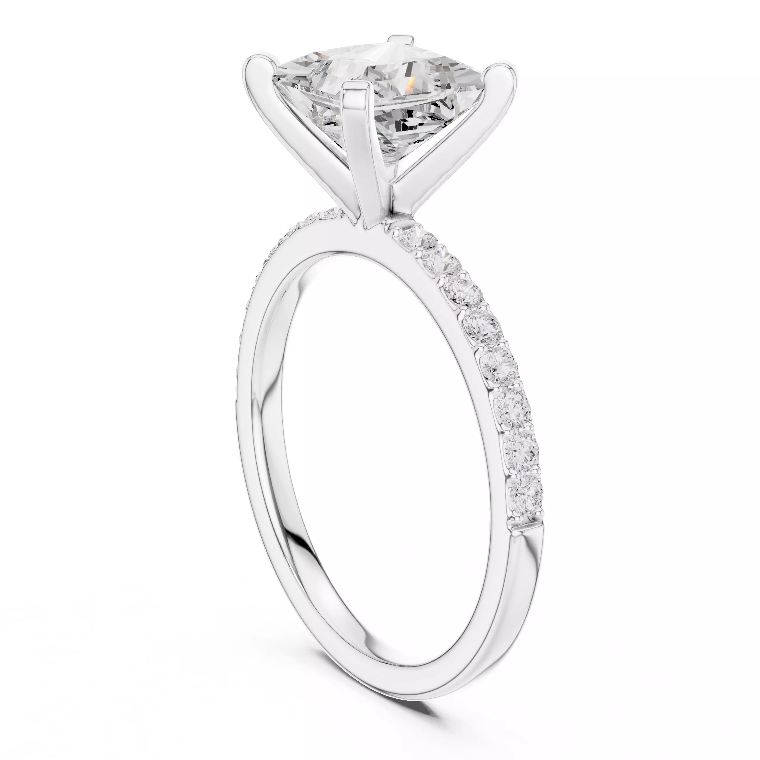 2CT Princess Cut Diamond Engagement Ring 3DM STL Video 3D print model_9