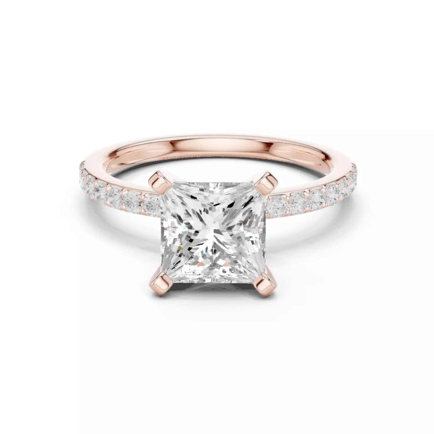 2CT Princess Cut Diamond Engagement Ring 3DM STL Video 3D print model_12