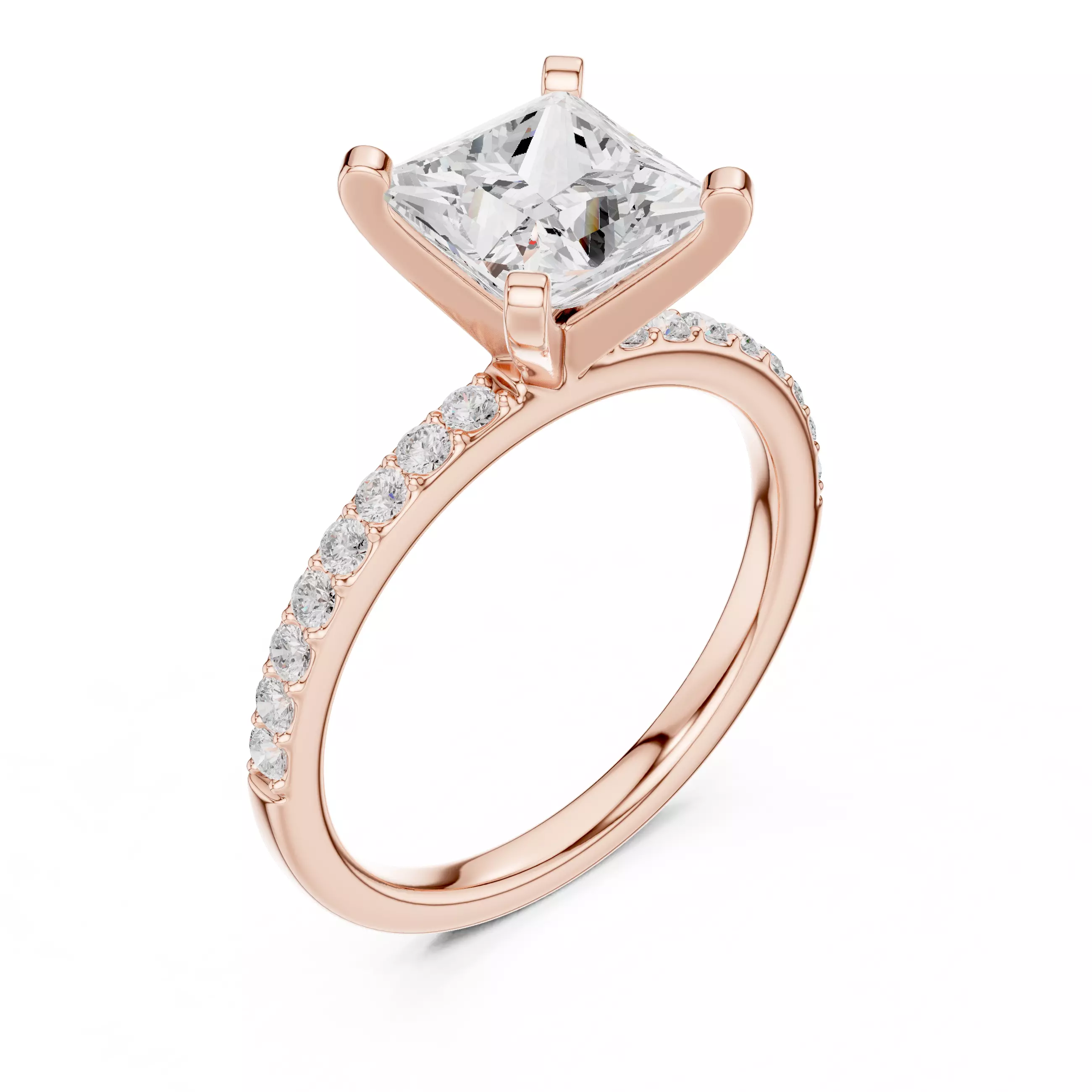 2CT Princess Cut Diamond Engagement Ring 3DM STL Video 3D print model_4