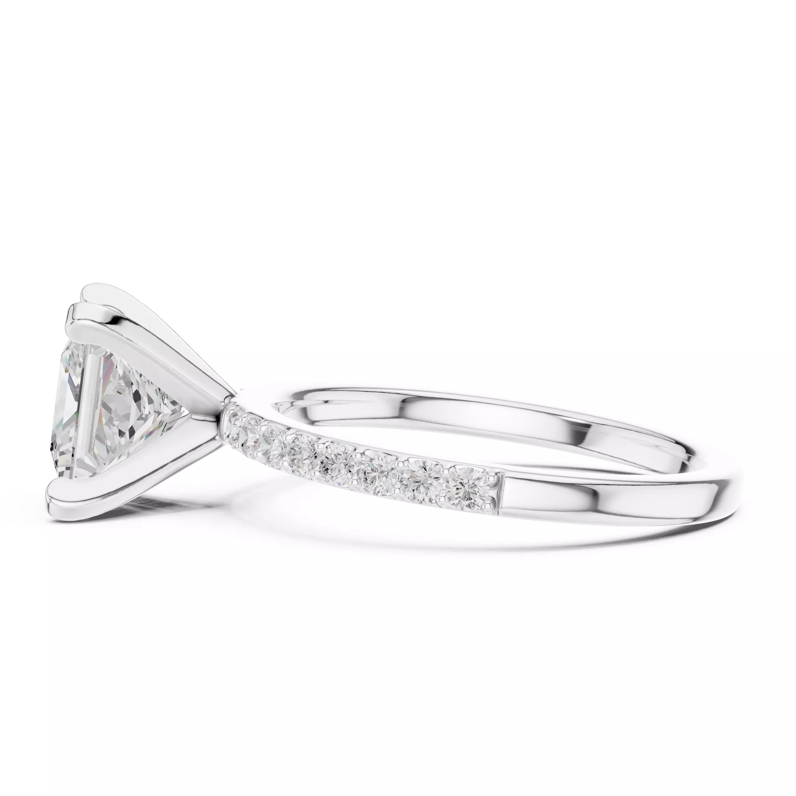 2CT Princess Cut Diamond Engagement Ring 3DM STL Video 3D print model_11