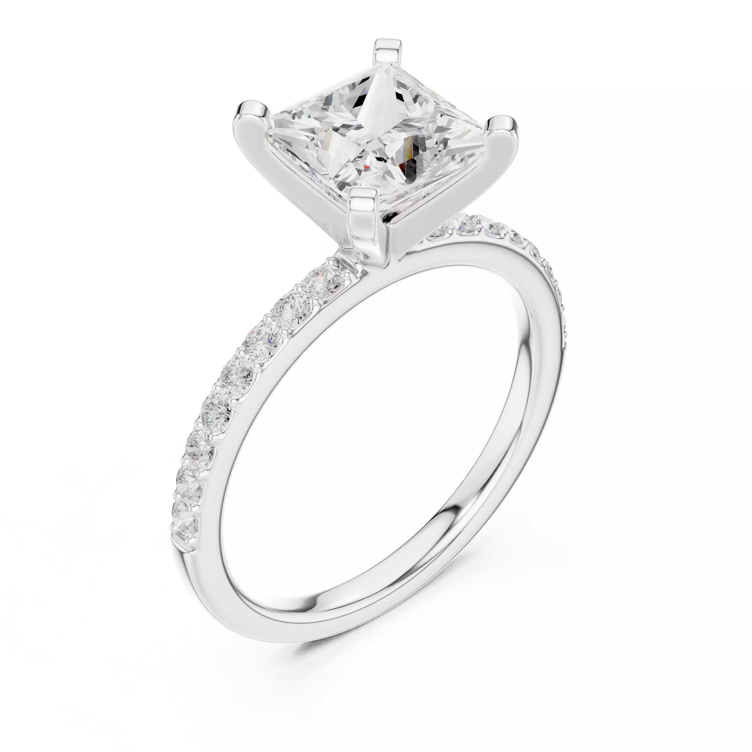 2CT Princess Cut Diamond Engagement Ring 3DM STL Video 3D print model_10