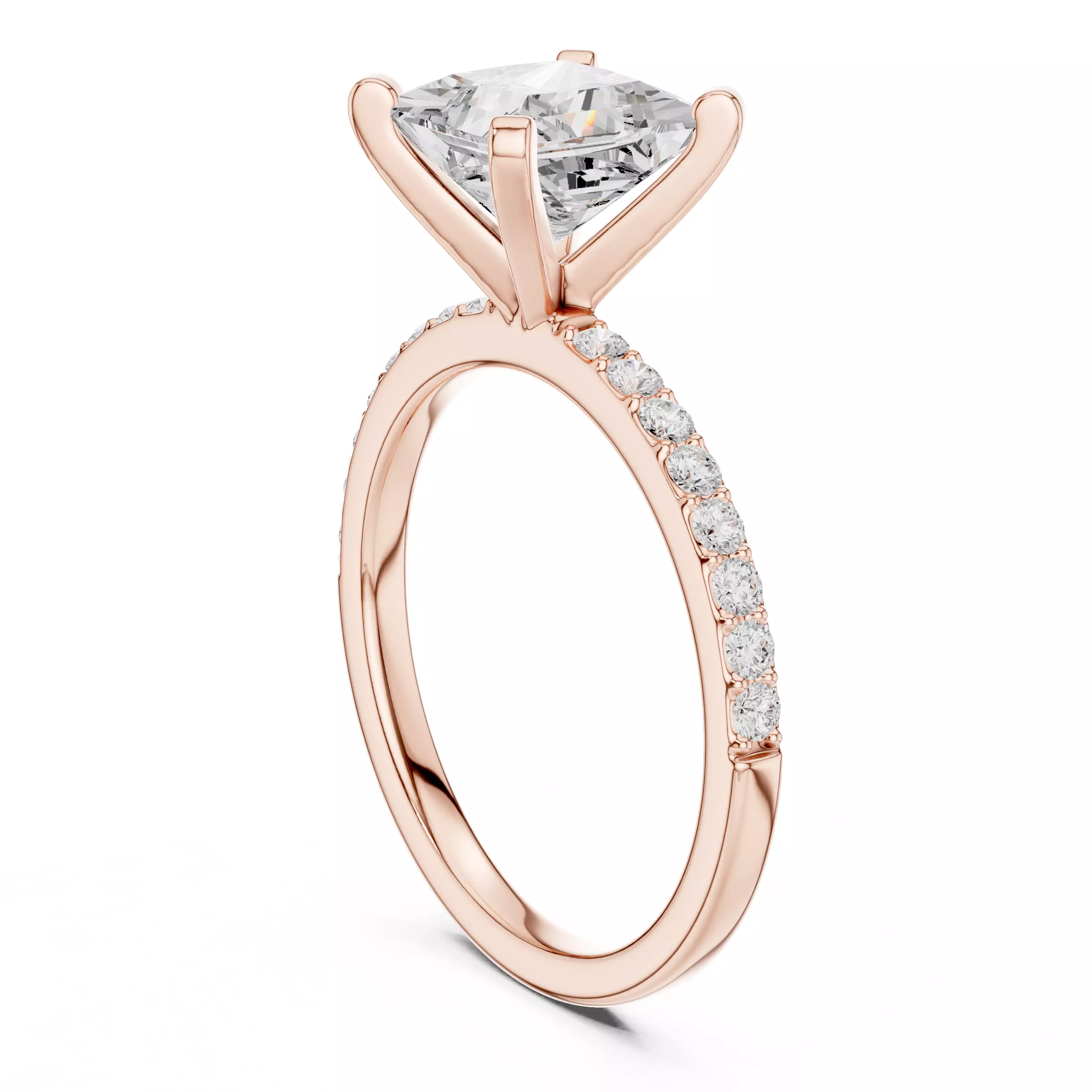 2CT Princess Cut Diamond Engagement Ring 3DM STL Video 3D print model_3