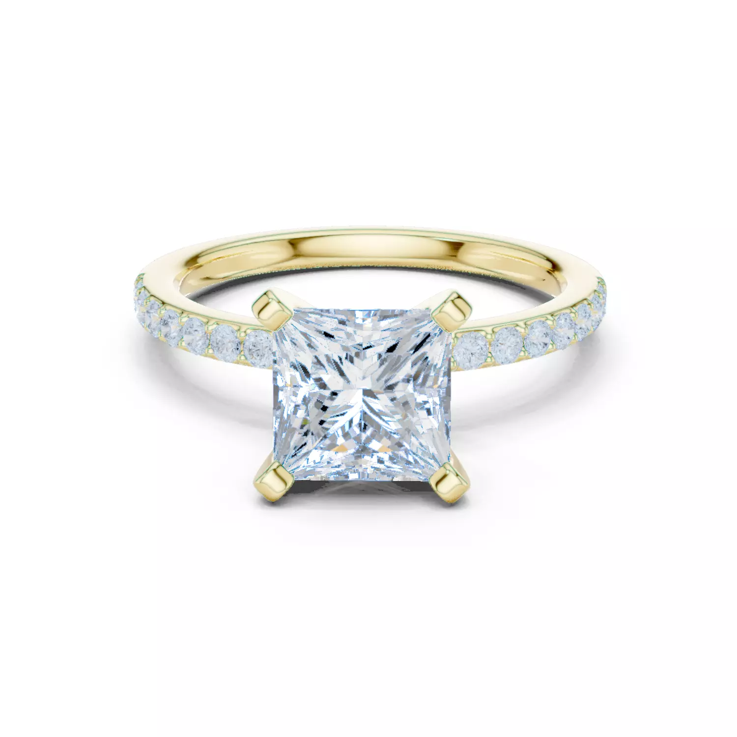 2CT Princess Cut Diamond Engagement Ring 3DM STL Video 3D print model_13