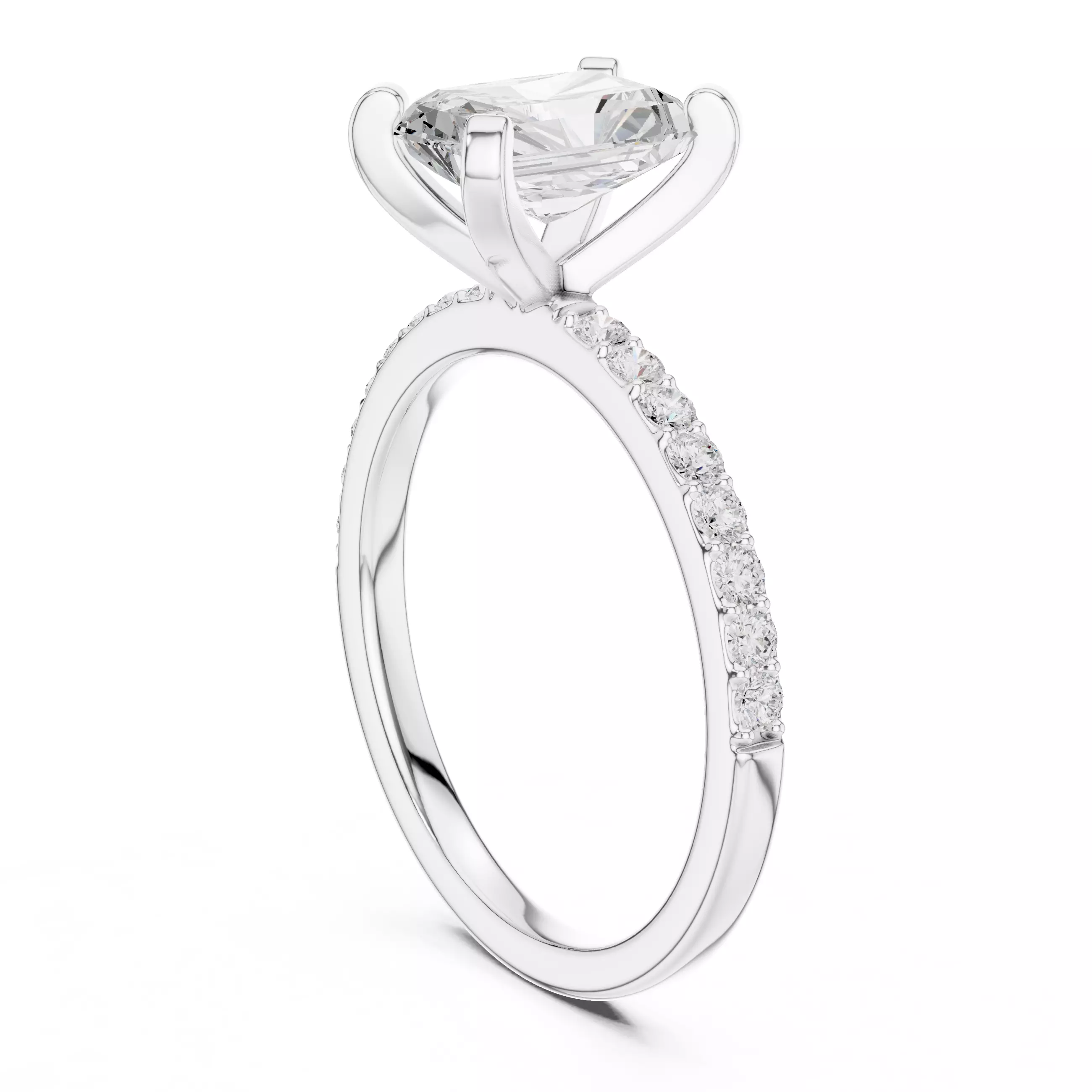 2CT Radiant Cut Diamond Engagement Ring 3DM STL Video 3D print model_9