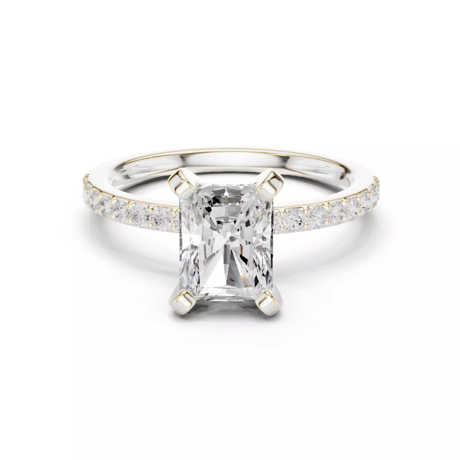 2CT Radiant Cut Diamond Engagement Ring 3DM STL Video 3D print model_14