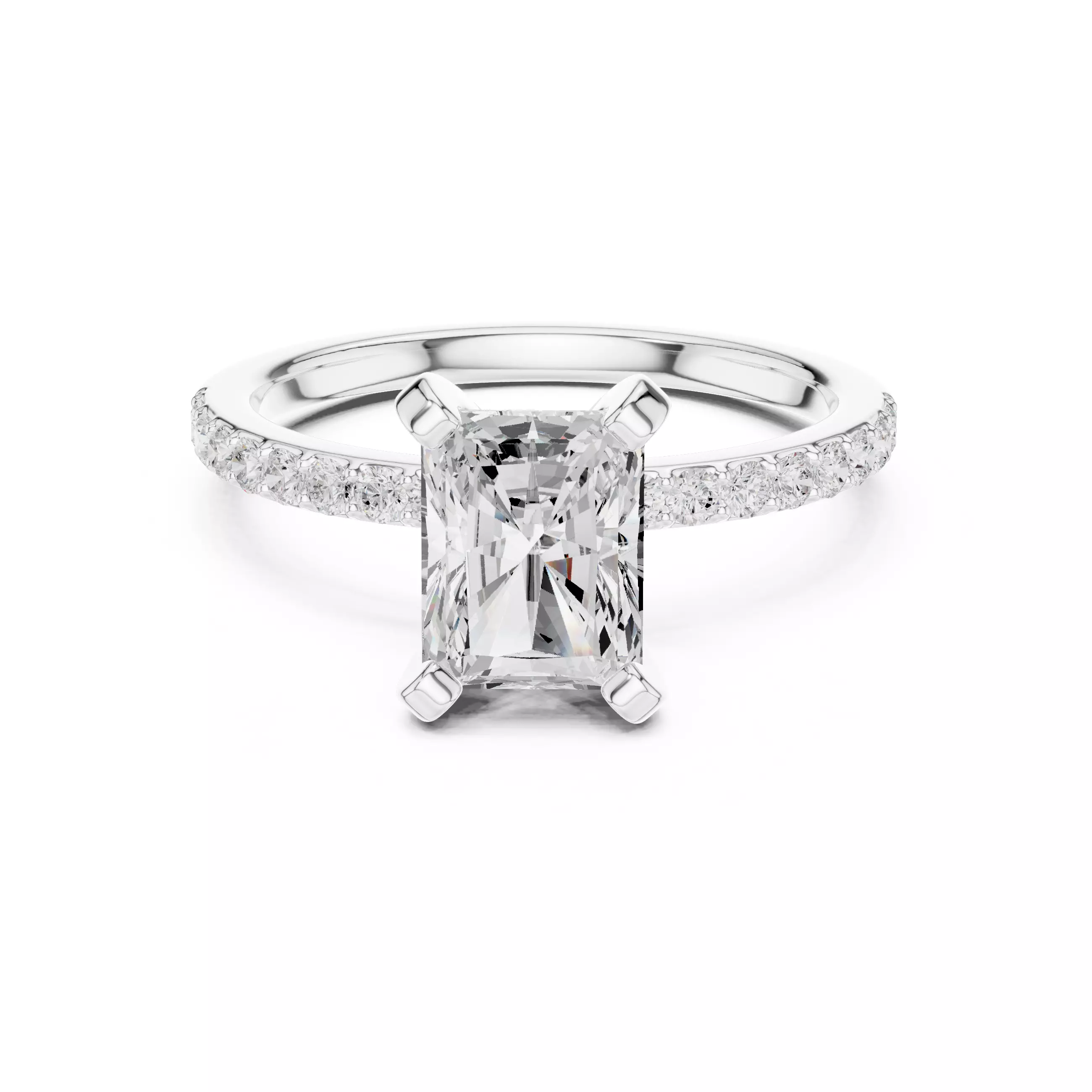 2CT Radiant Cut Diamond Engagement Ring 3DM STL Video 3D print model_2