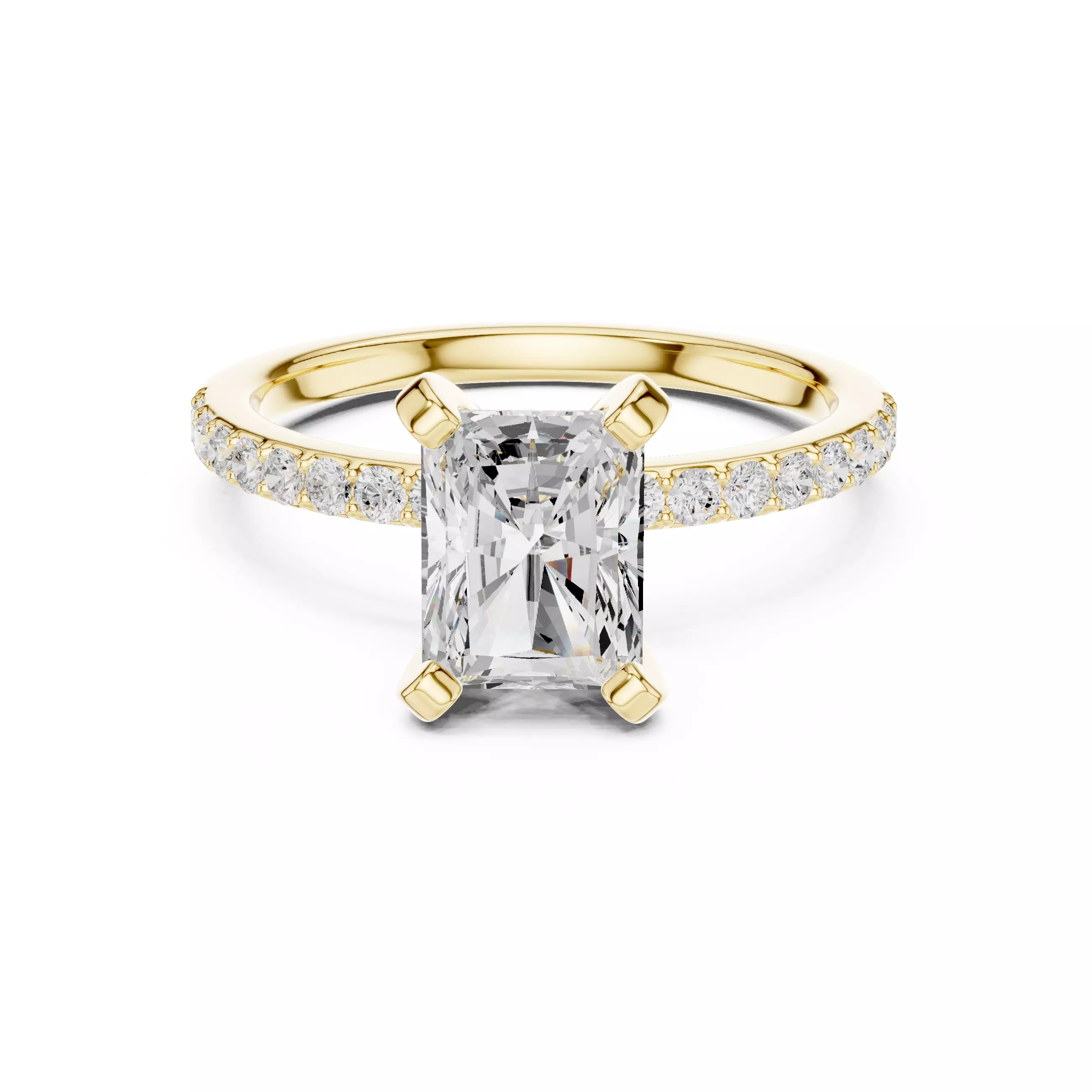 2CT Radiant Cut Diamond Engagement Ring 3DM STL Video 3D print model_1