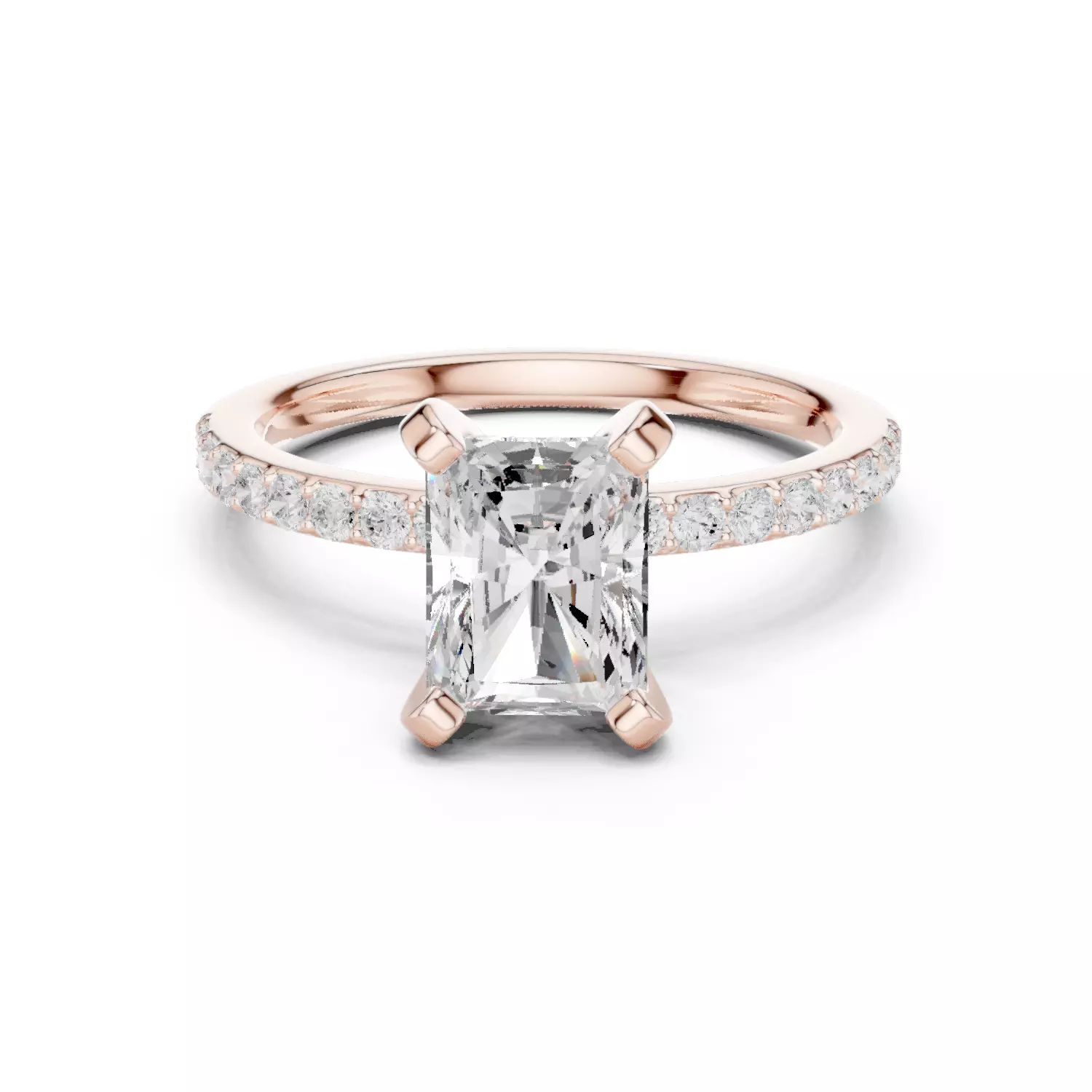 2CT Radiant Cut Diamond Engagement Ring 3DM STL Video 3D print model_12