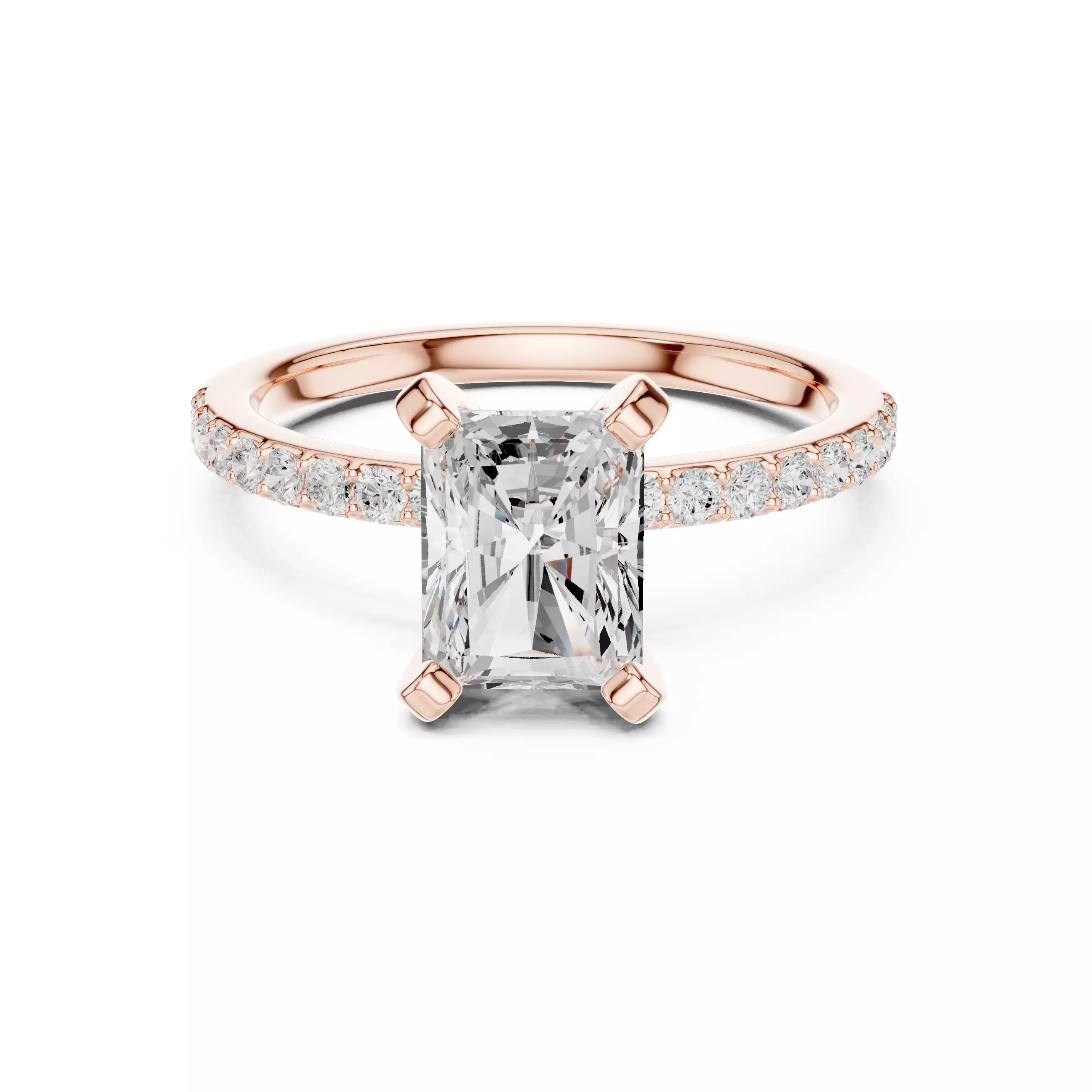 2CT Radiant Cut Diamond Engagement Ring 3DM STL Video 3D print model_0