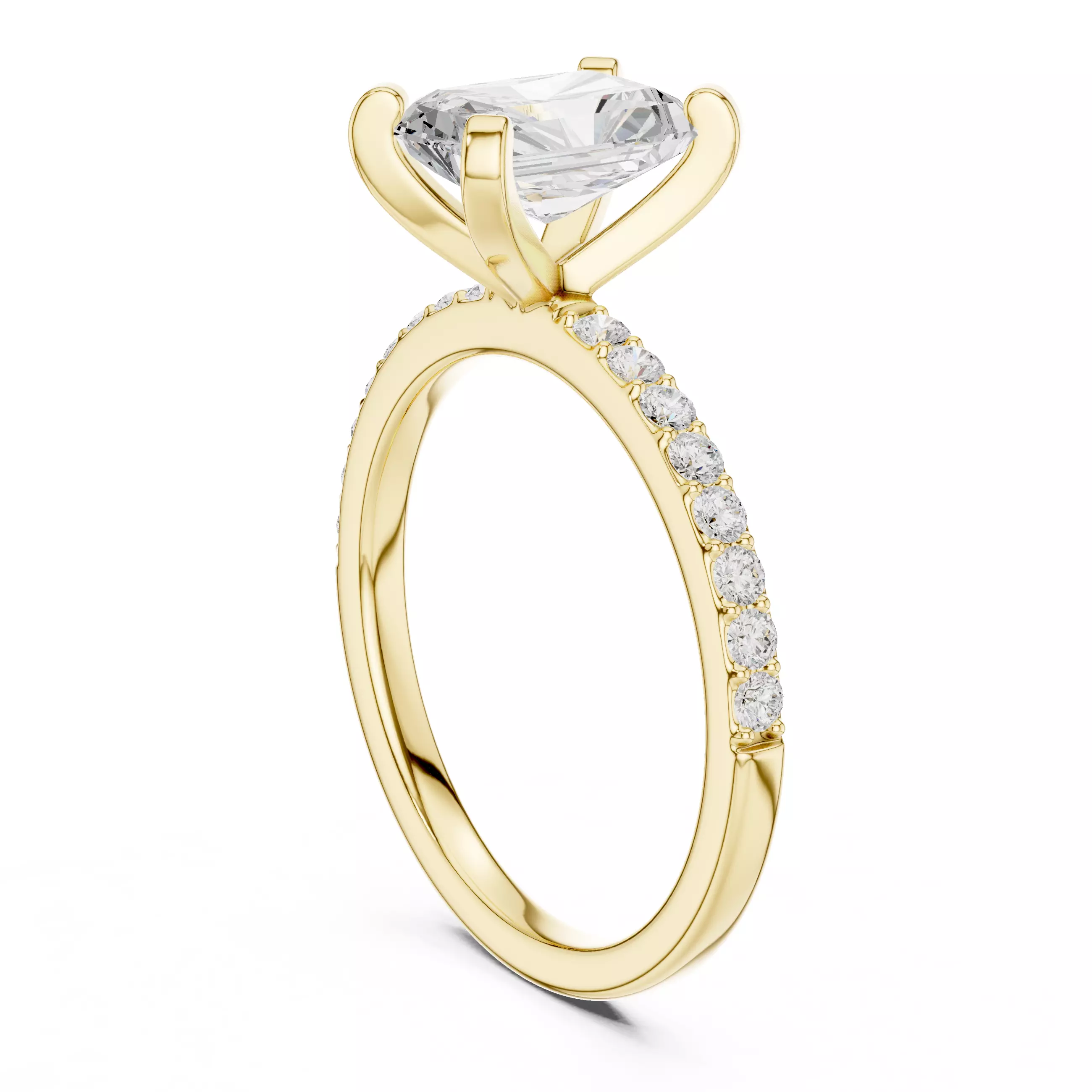 2CT Radiant Cut Diamond Engagement Ring 3DM STL Video 3D print model_6