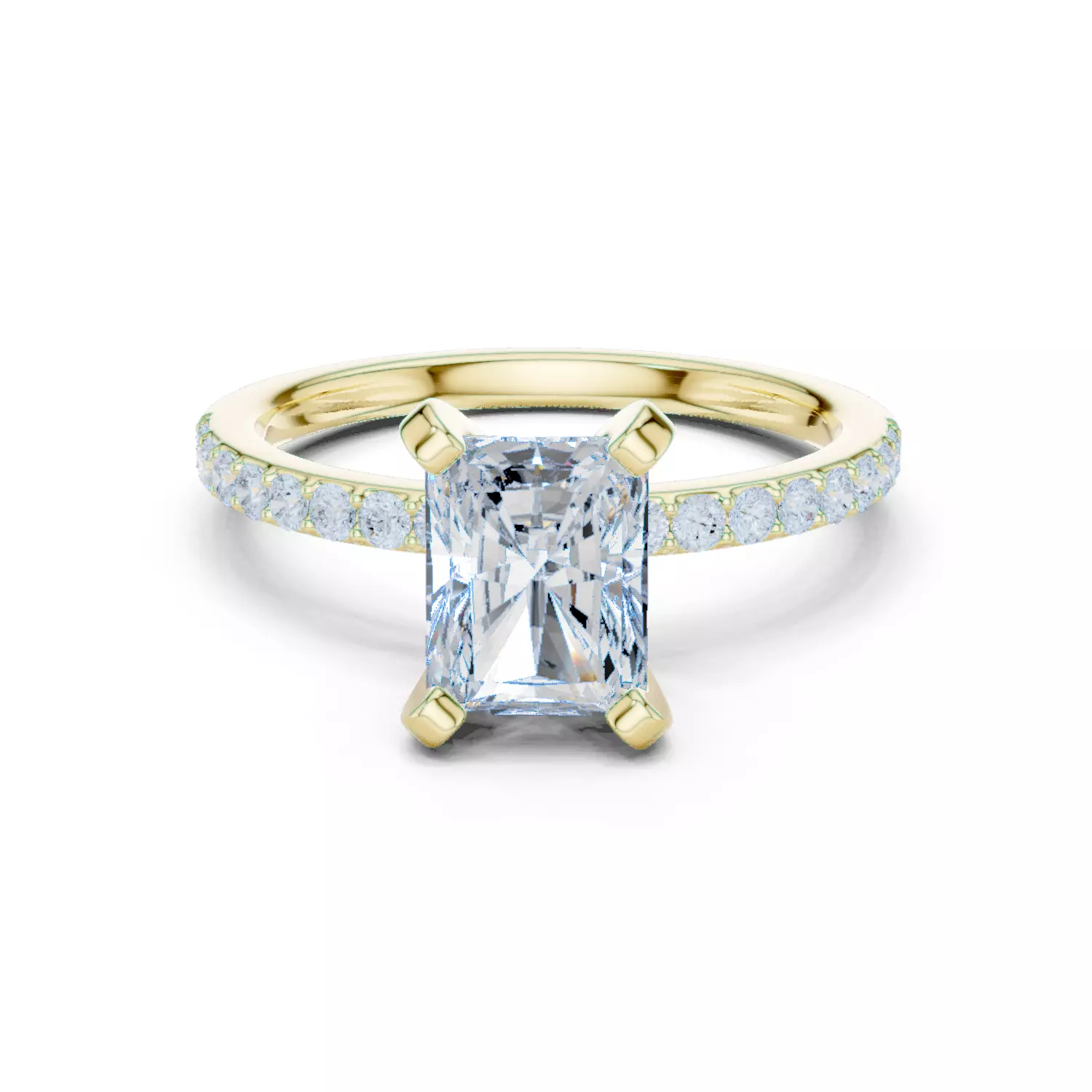 2CT Radiant Cut Diamond Engagement Ring 3DM STL Video 3D print model_13