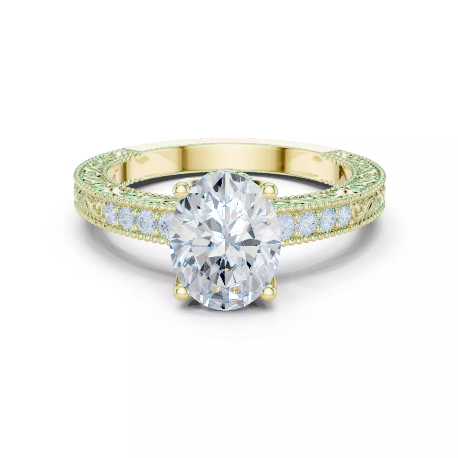 2CT Oval Cut Diamond Engagement Wedding Ring 3DM STL Video 3D print model_13