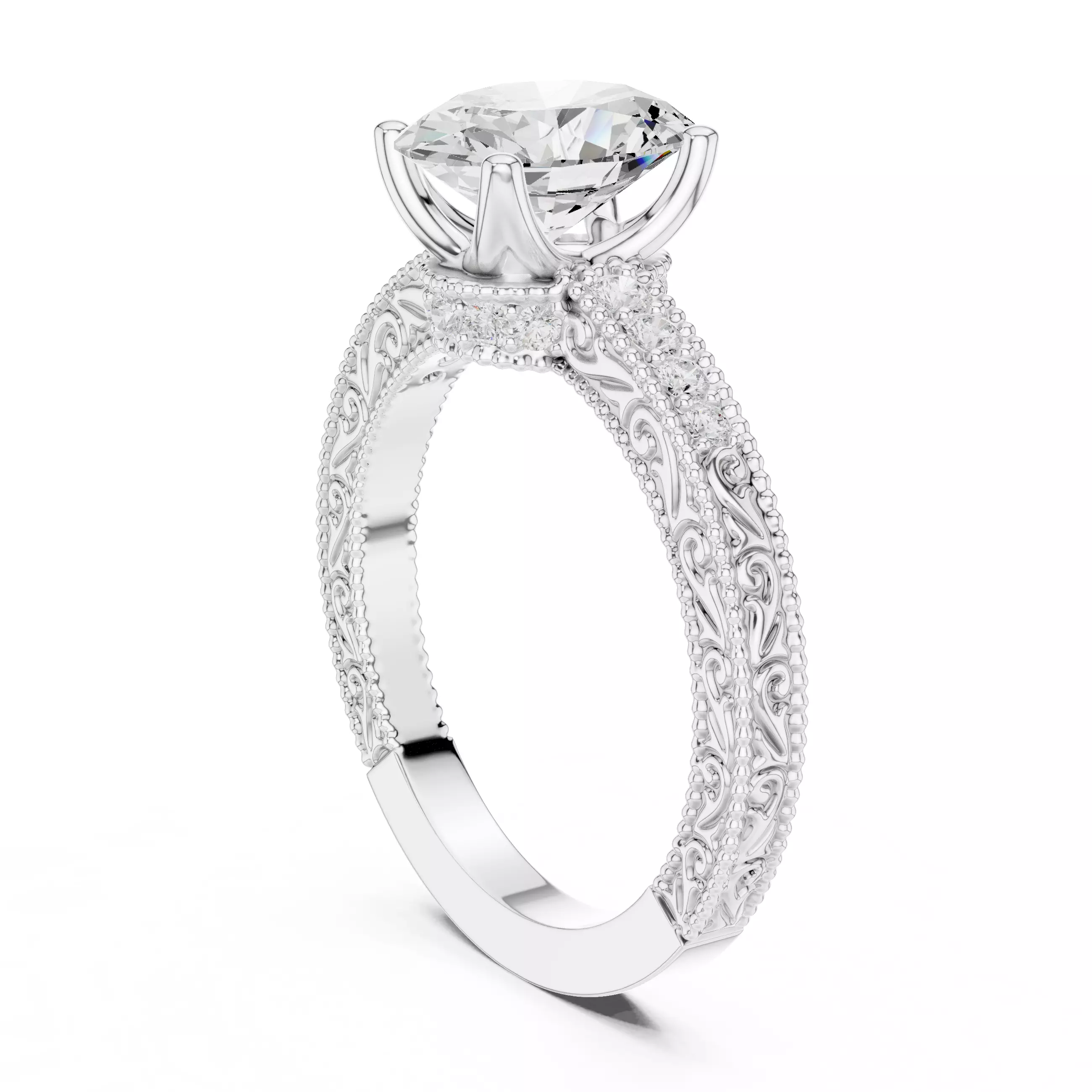 2CT Oval Cut Diamond Engagement Wedding Ring 3DM STL Video 3D print model_9