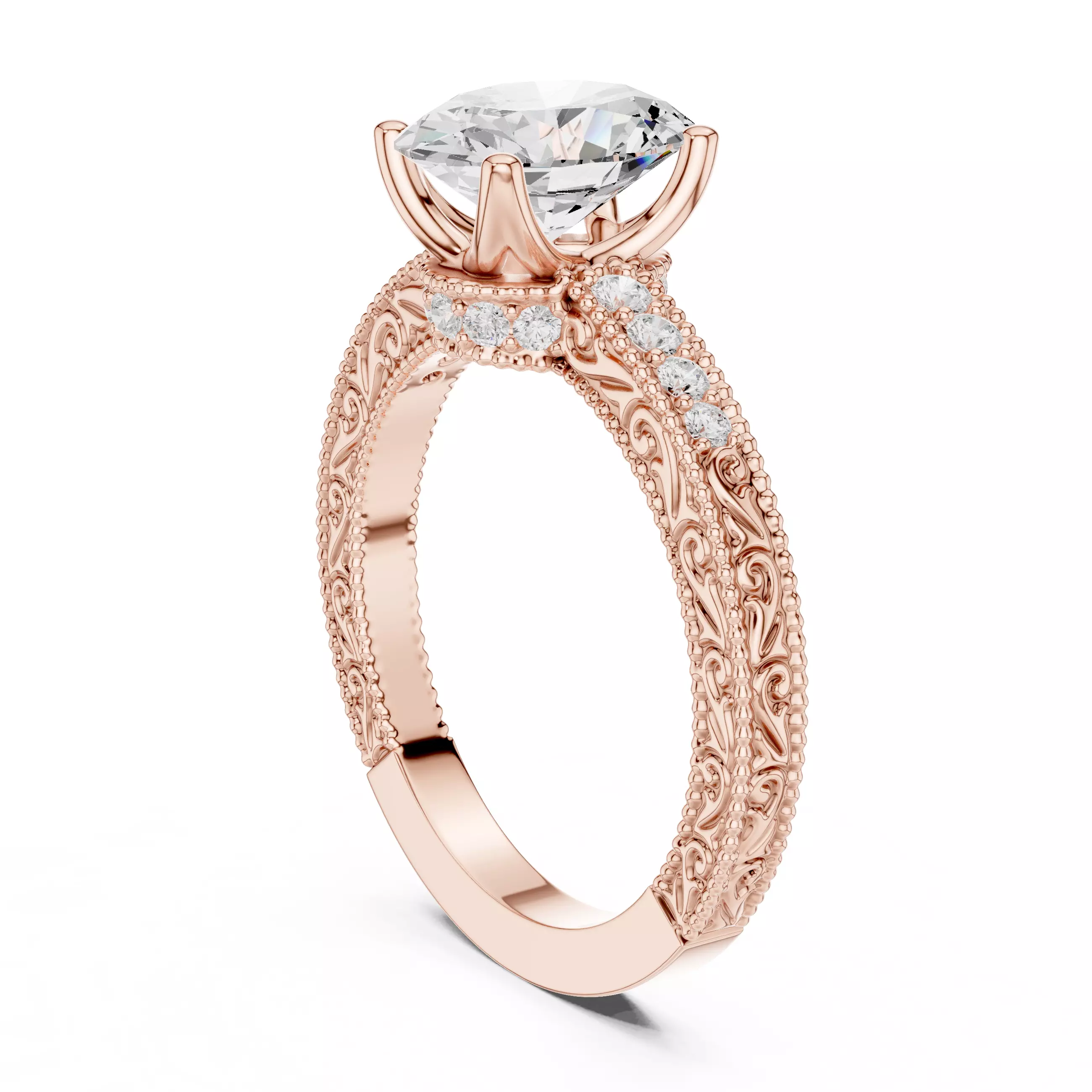 2CT Oval Cut Diamond Engagement Wedding Ring 3DM STL Video 3D print model_3