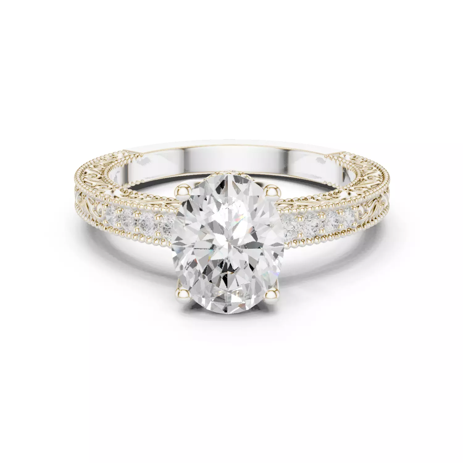 2CT Oval Cut Diamond Engagement Wedding Ring 3DM STL Video 3D print model_14