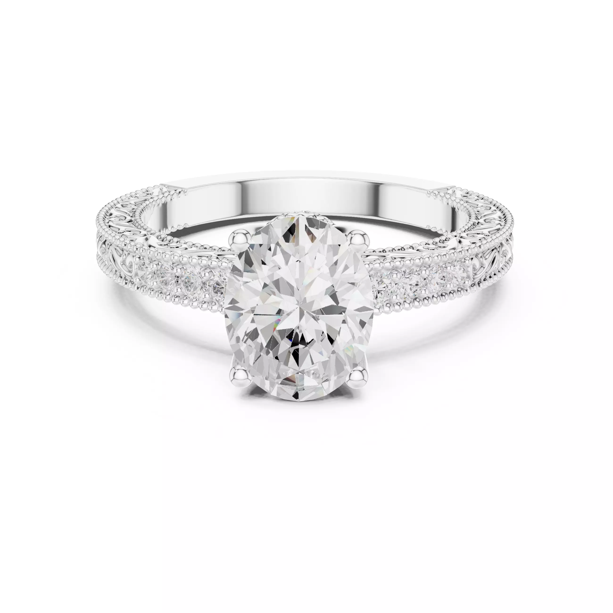 2CT Oval Cut Diamond Engagement Wedding Ring 3DM STL Video 3D print model_2