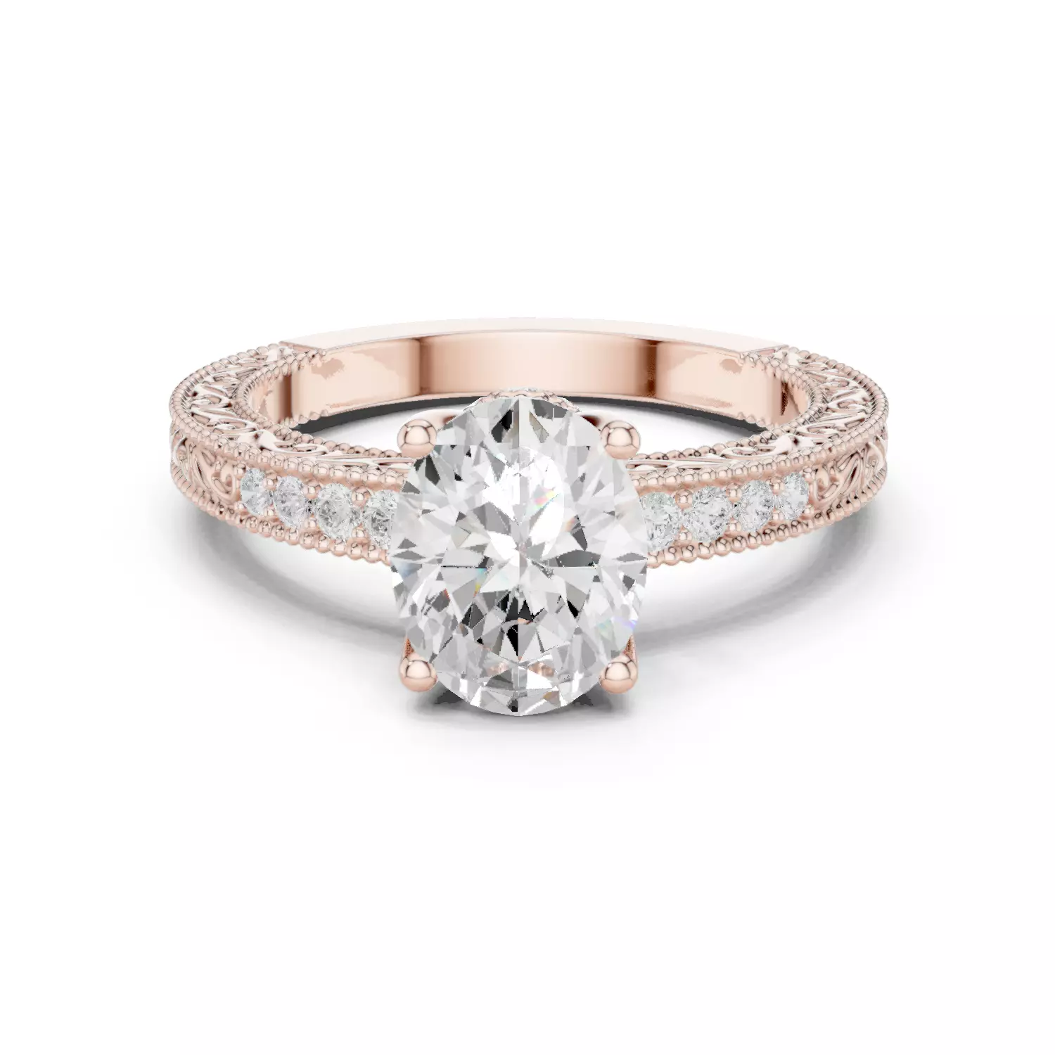 2CT Oval Cut Diamond Engagement Wedding Ring 3DM STL Video 3D print model_12