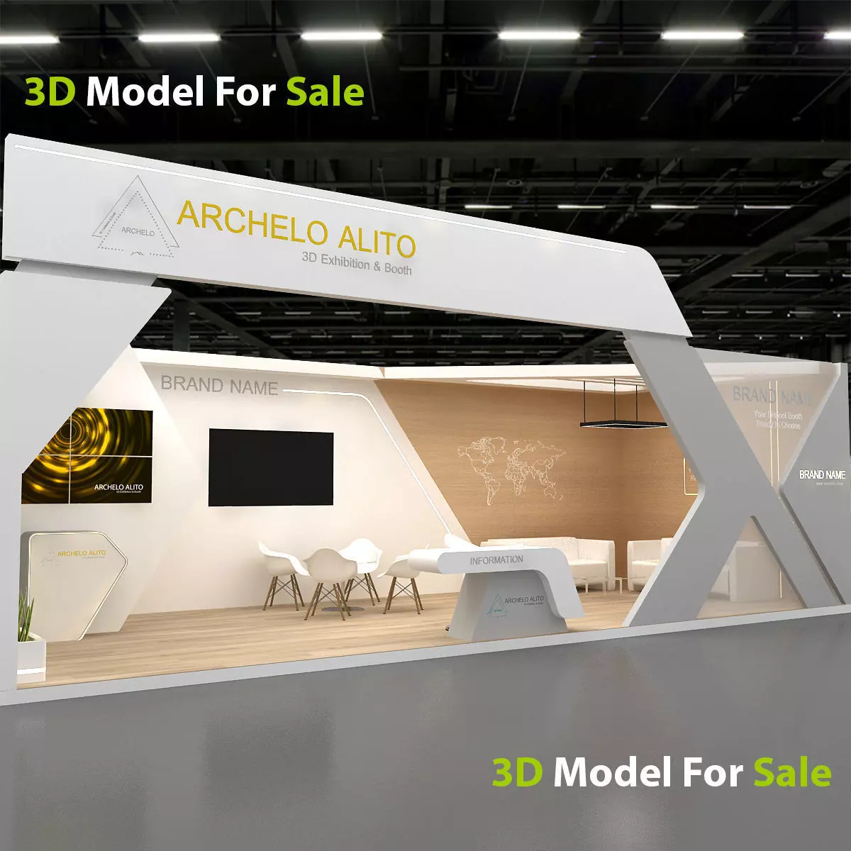 Exhibition Kiosk 3D Model Low-poly 3D model_13
