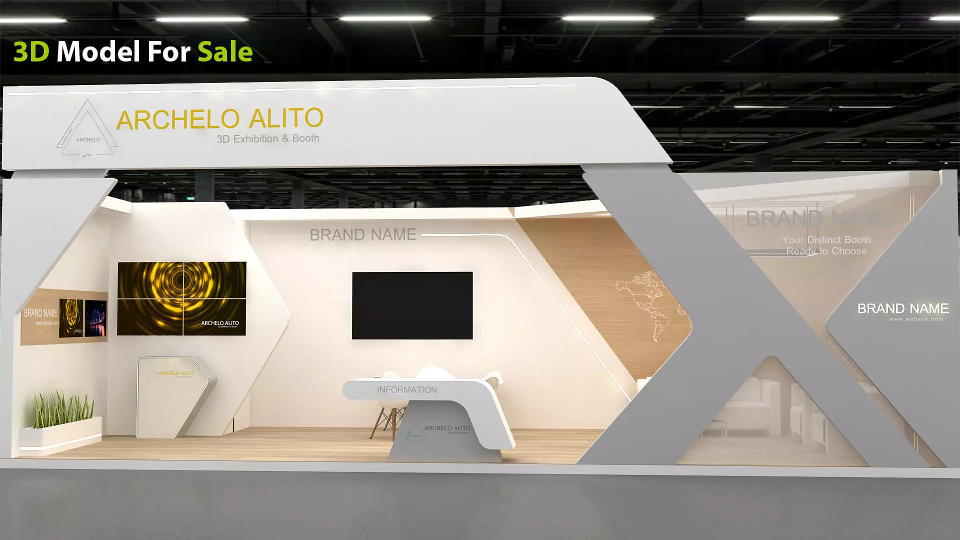 Exhibition Kiosk 3D Model Low-poly 3D model_0