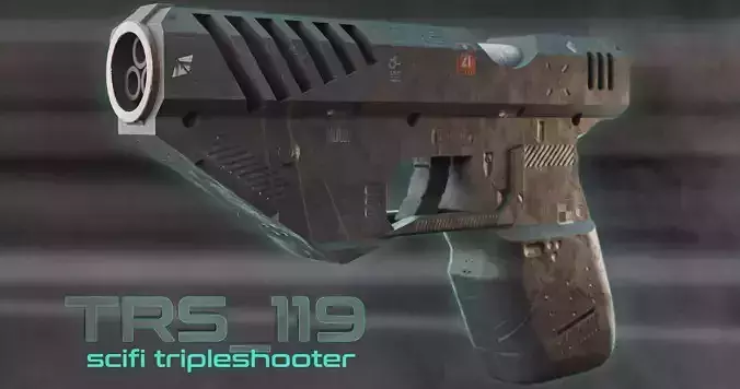 SciFi Gun - Tripleshooter Low-poly 3D model