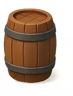 Wooden barrel with metal bands