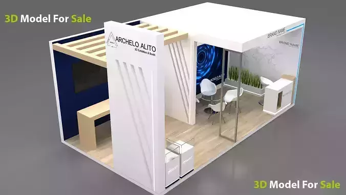 Modern Exhibition Booth 3D Low-poly 3D model