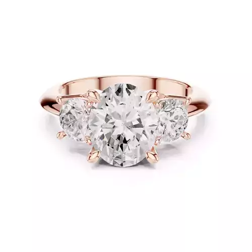 Three Stone Oval and Round Cut Engagement Ring 3DM STL Video