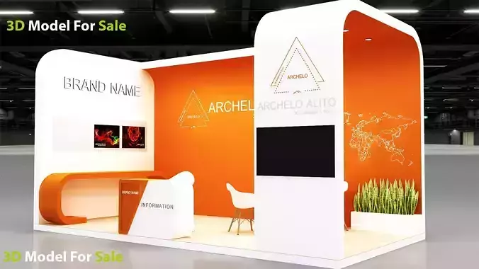 3D Exhibition Stall Design Low-poly 3D model