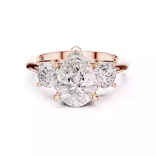 Three Stone Pear and Round Diamond Engagement Ring 3DM STL Video