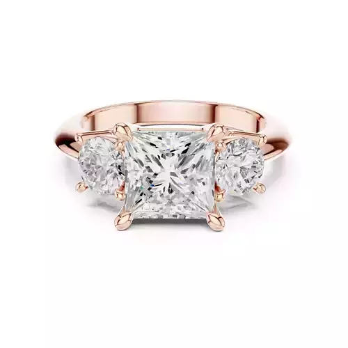 Three Stone Princess Cut Diamond Wedding Ring 3DM STL Video