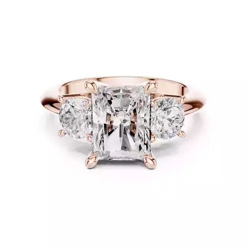 Three Stone Radiant and Round Cut Wedding Ring 3DM STL Video