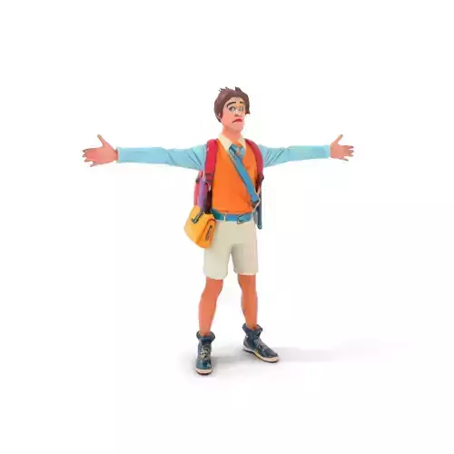 Colorful Backpack Student model pack Low-poly 3D model