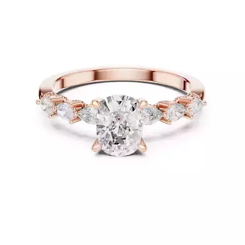 Cushion Cut Hidden Halo Diamond Side Pear Cut Ring 3DM STL Video 3D print model