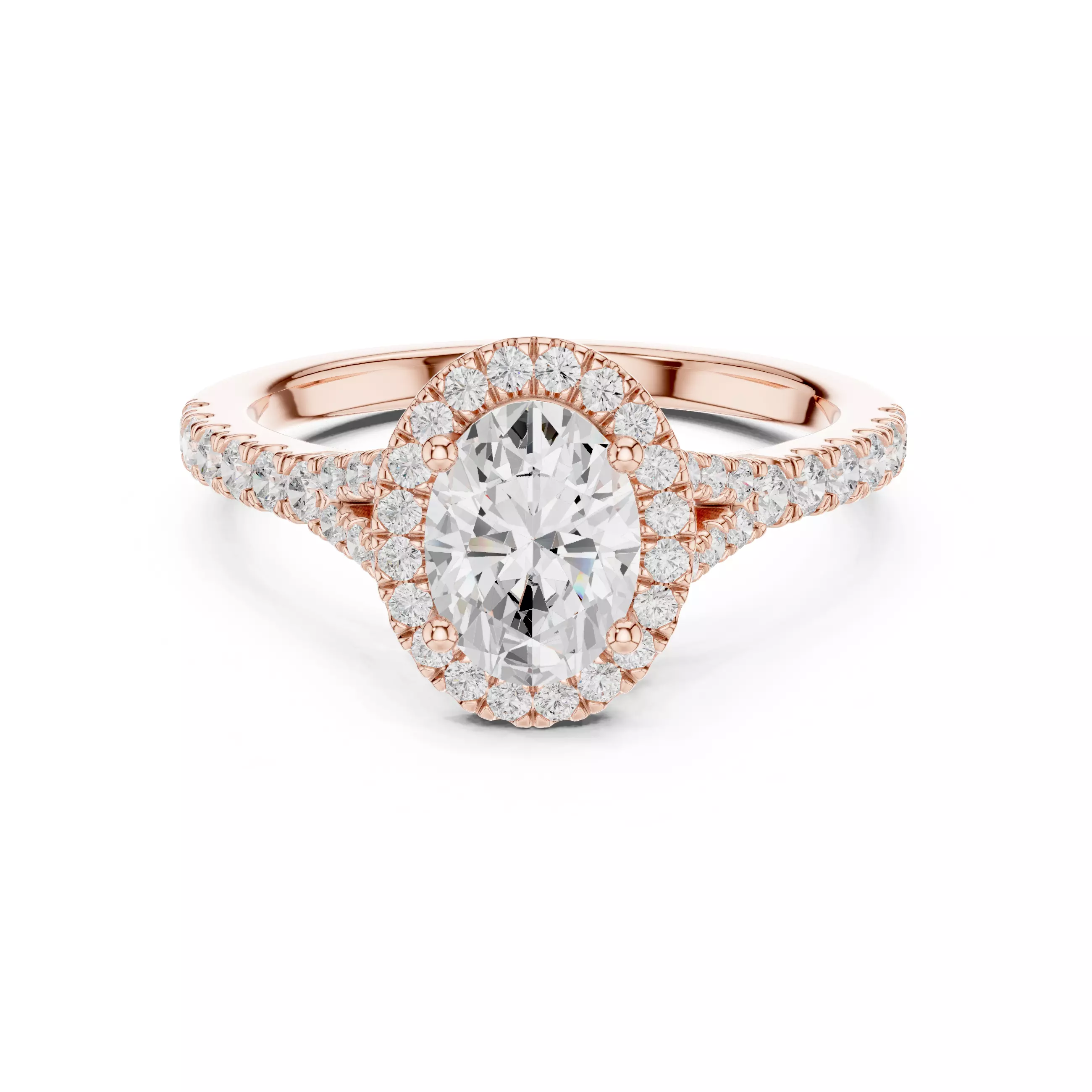 Split Shank Oval Cut Halo Diamond Engagement Ring 3DM STL Video 3D print model