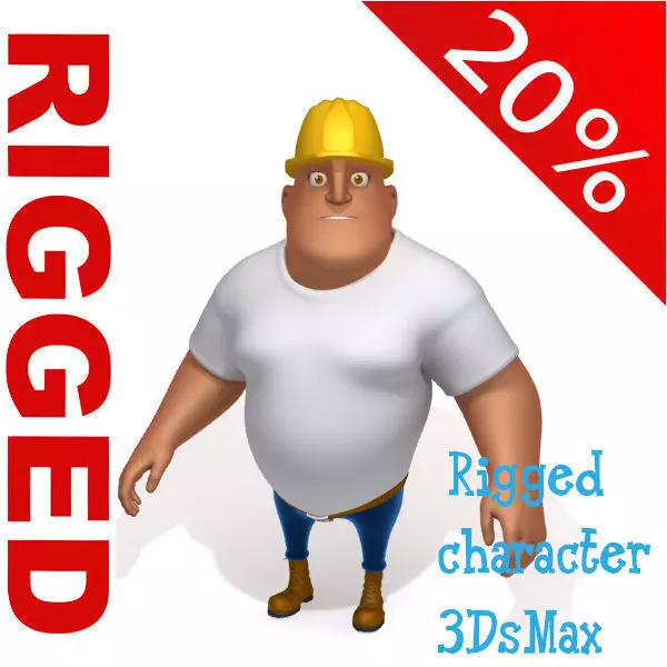 Worker Cartoon Rigged 3D model