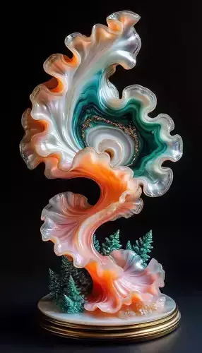 Celestial Whirlpool Abstract Glass Sculpture Ethereal Gradients Low-poly 3D model
