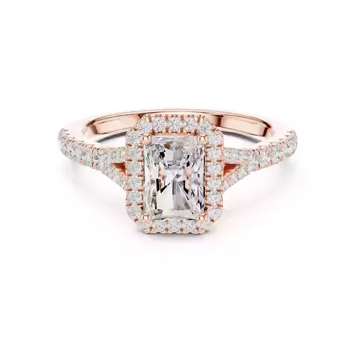 Split Shank Radiant Cut Halo Pave Set Wedding Ring 3DM STL Video
