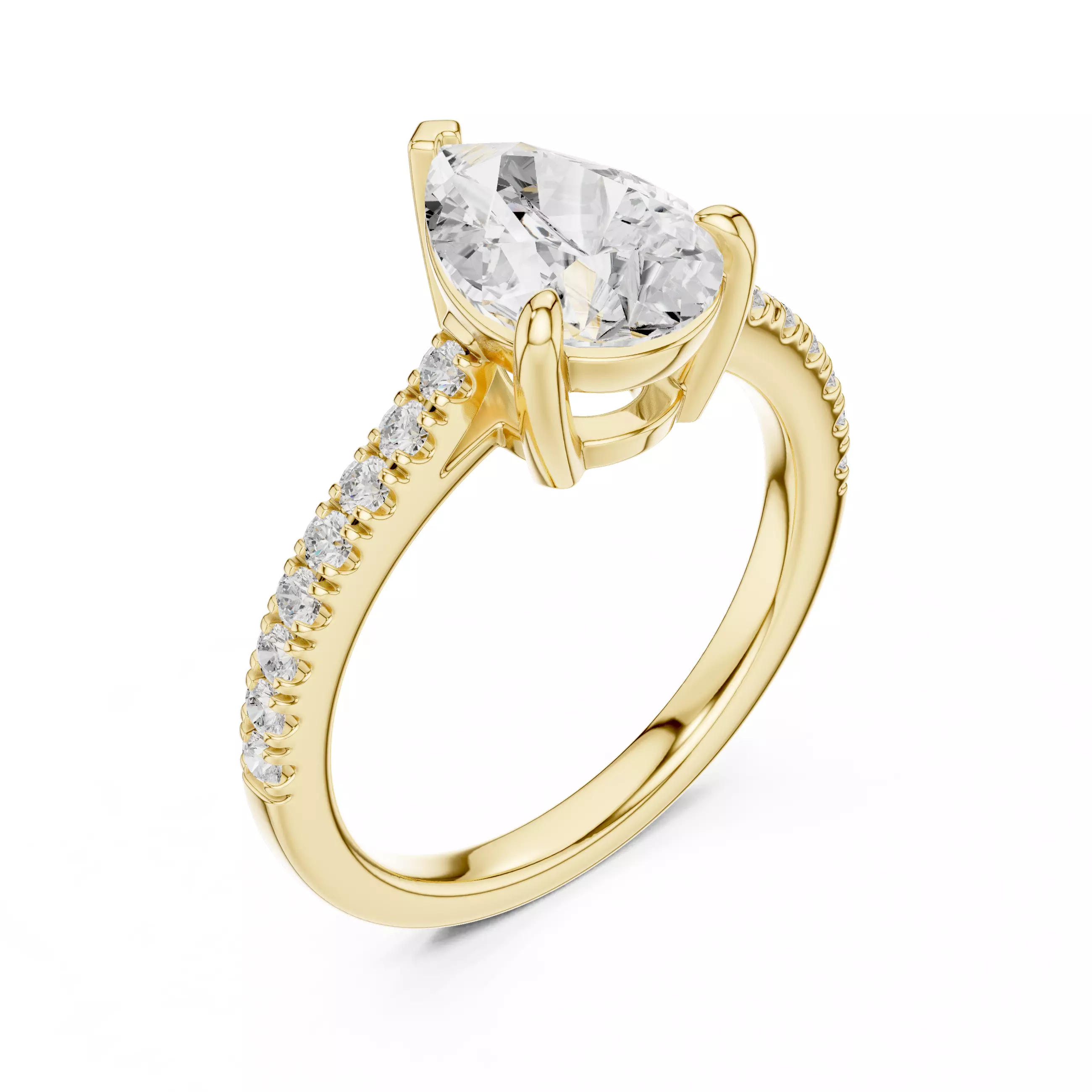 2CT Pear Cut Diamond Engagement Wedding Ring 3DM STL Video 3D print model_7