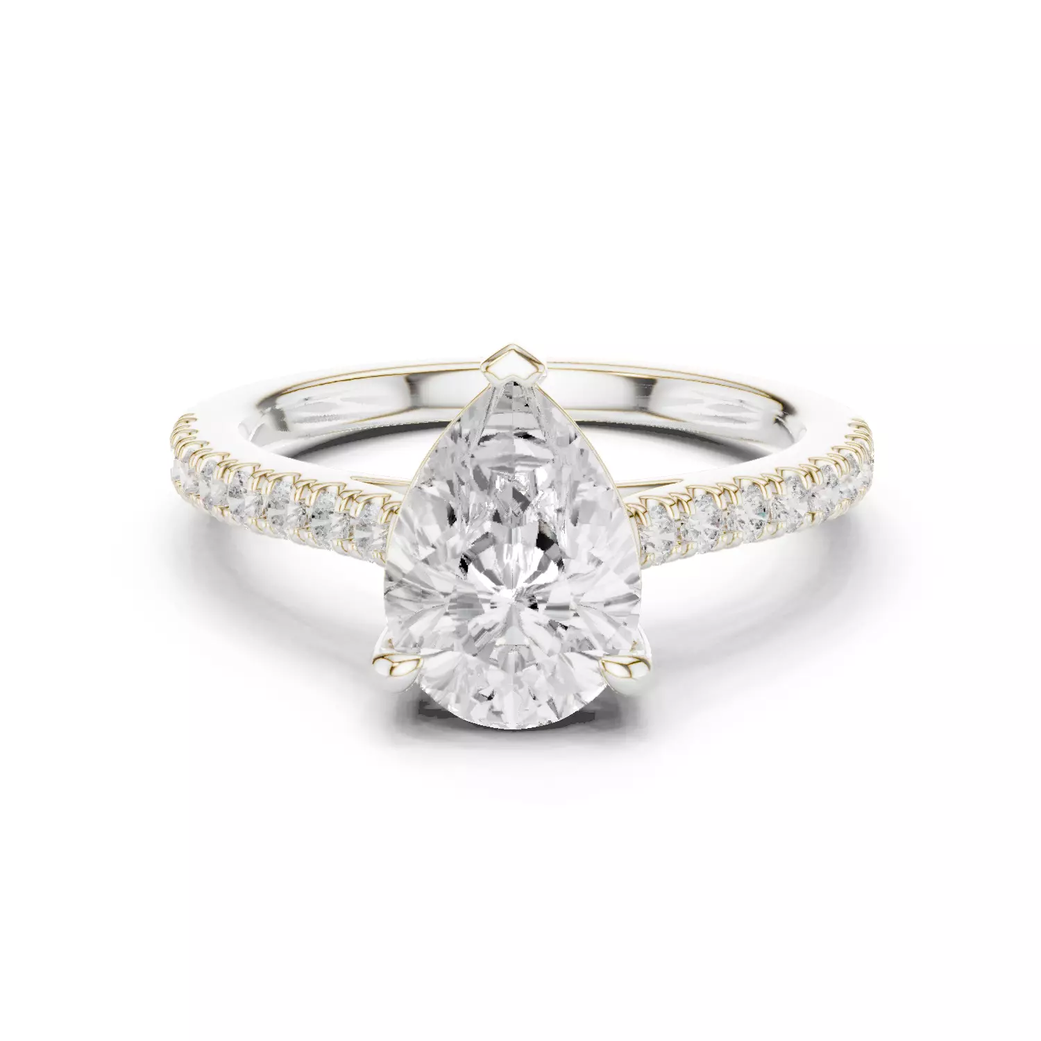 2CT Pear Cut Diamond Engagement Wedding Ring 3DM STL Video 3D print model_14