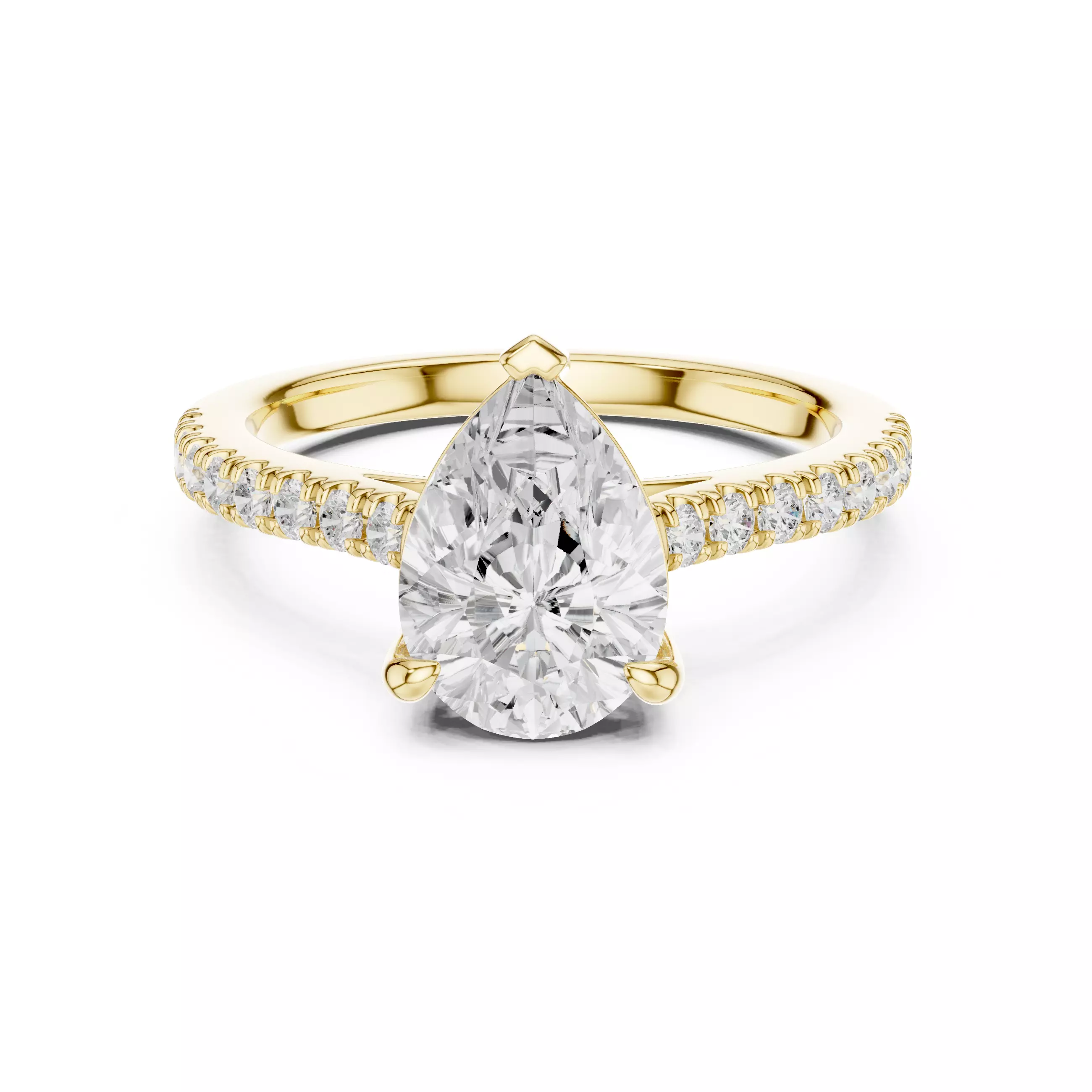 2CT Pear Cut Diamond Engagement Wedding Ring 3DM STL Video 3D print model_1