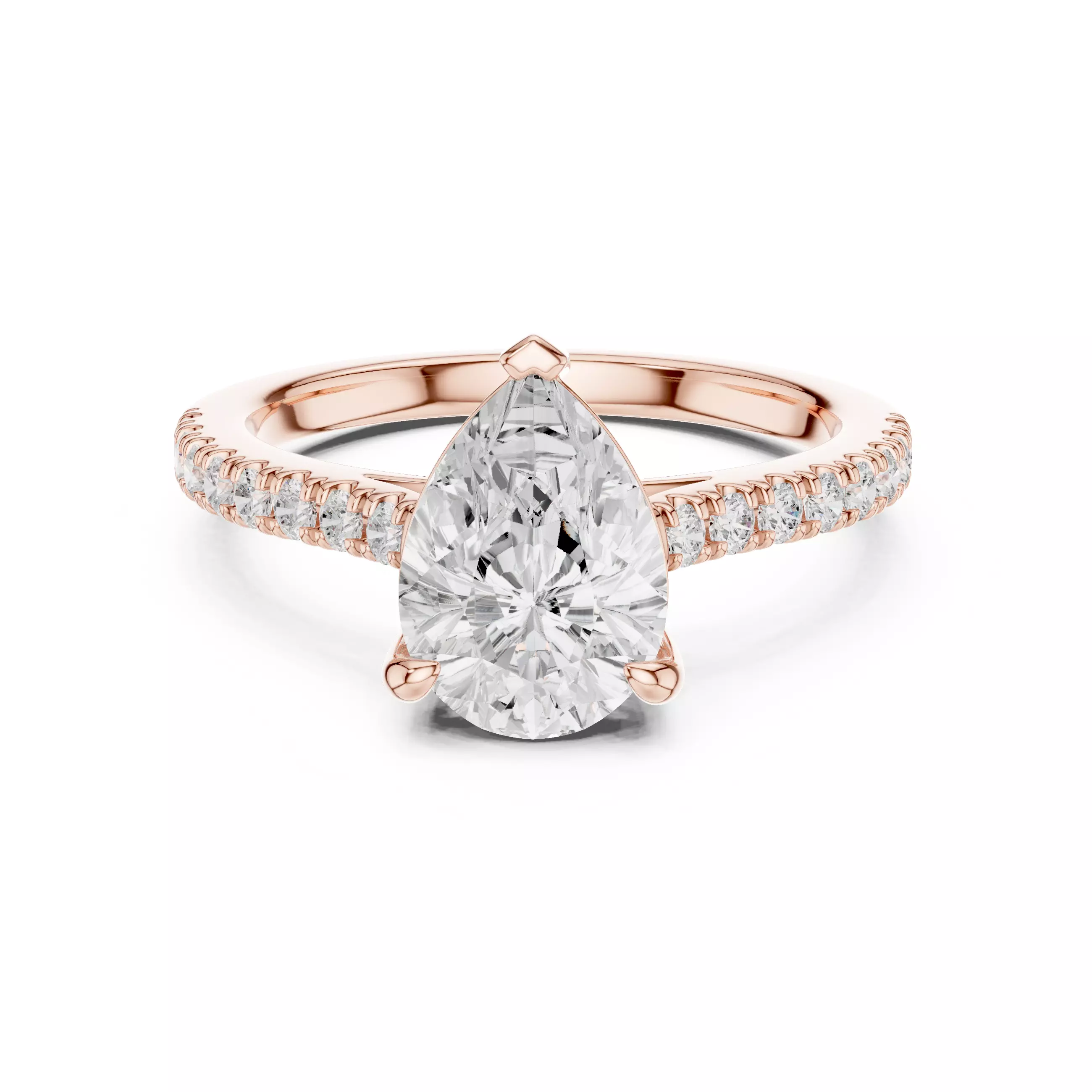 2CT Pear Cut Diamond Engagement Wedding Ring 3DM STL Video 3D print model_0