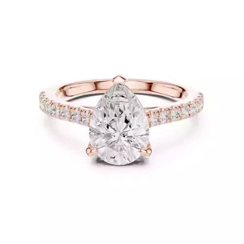 2CT Pear Cut Diamond Engagement Wedding Ring 3DM STL Video 3D print model