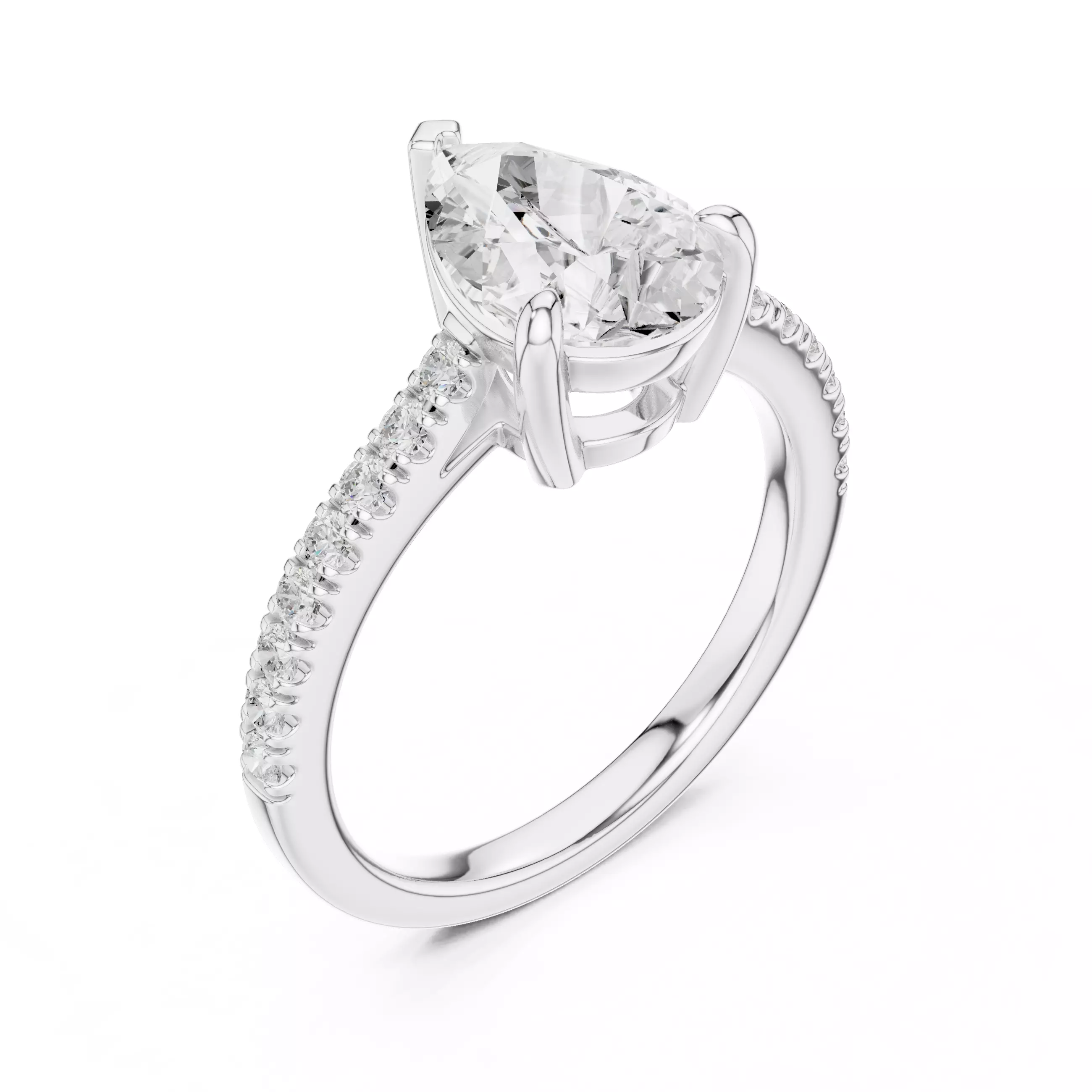 2CT Pear Cut Diamond Engagement Wedding Ring 3DM STL Video 3D print model_10